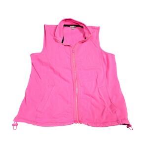 Talbots Vest Womens Medium Pink Sleeveless Full Zip Pockets Casual Outdoor MP